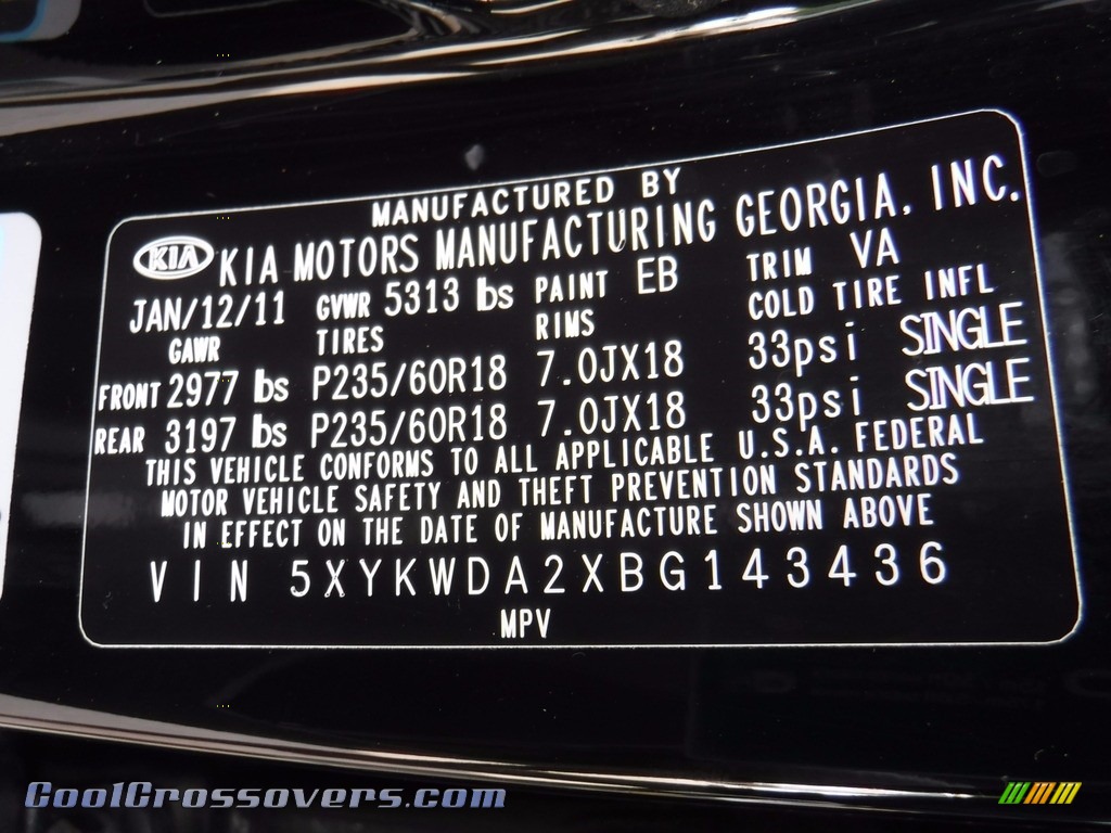2011 Sorento SX V6 AWD - Ebony Black / Black photo #36