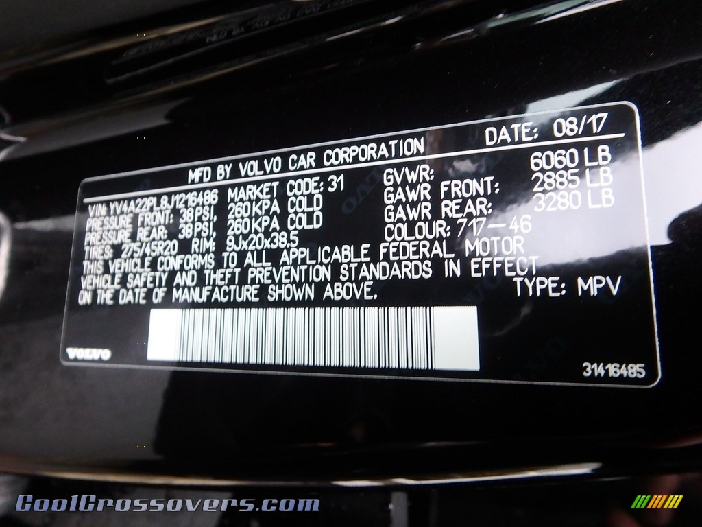 2018 XC90 T6 AWD Inscription - Onyx Black Metallic / Amber photo #12