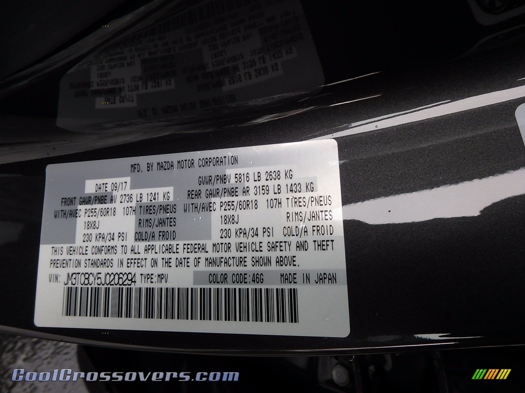 2018 CX-9 Touring AWD - Machine Gray Metallic / Black photo #11