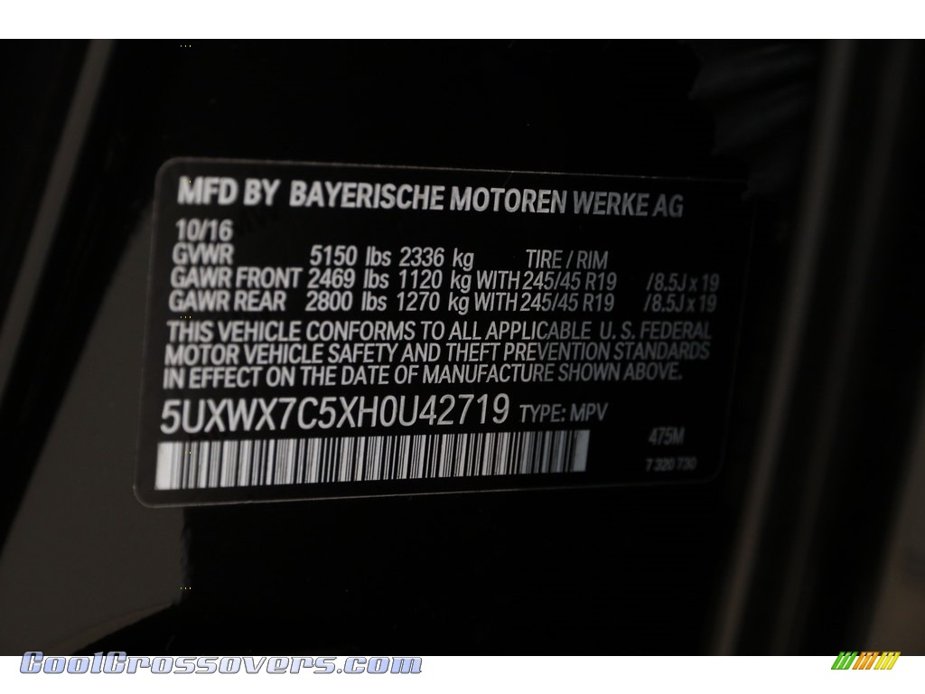 2017 X3 xDrive35i - Black Sapphire Metallic / Black photo #27