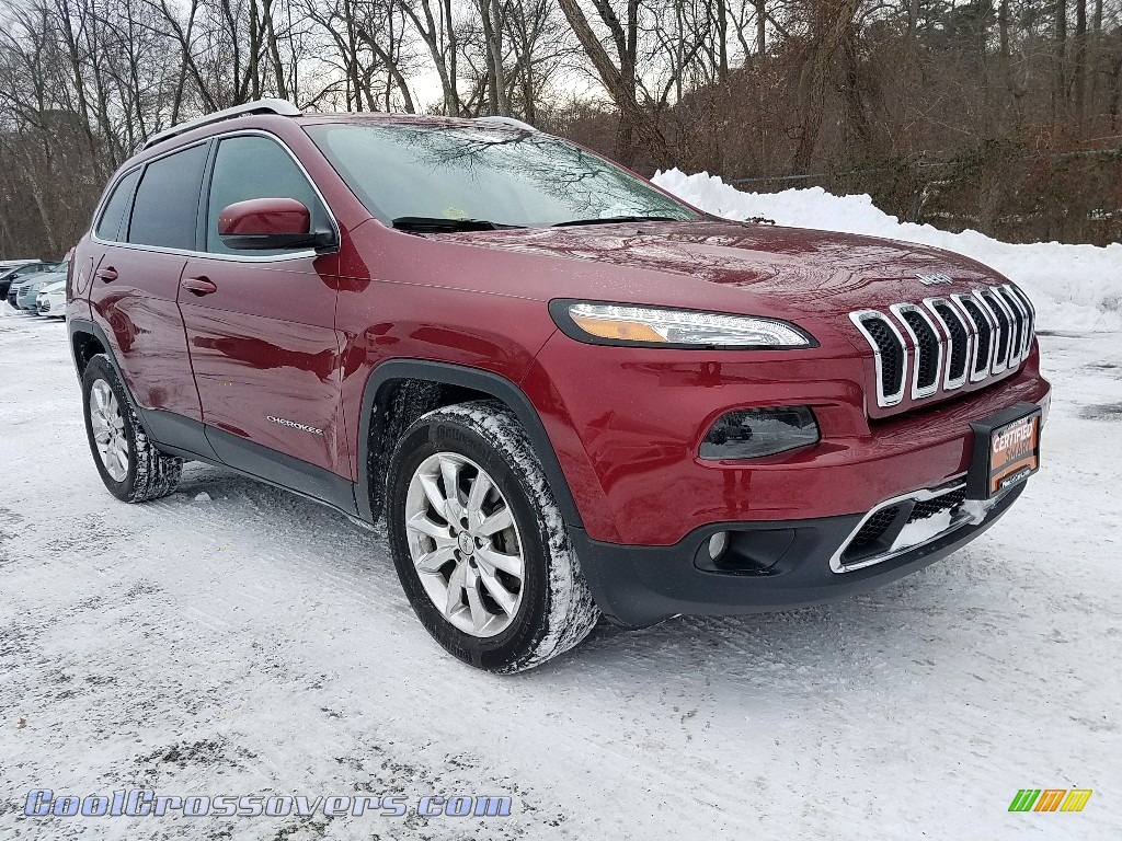 Deep Cherry Red Crystal Pearl / Black/Light Frost Beige Jeep Cherokee Limited 4x4