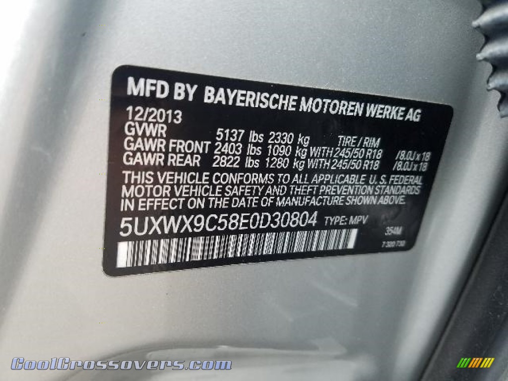 2014 X3 xDrive28i - Titanium Silver Metallic / Black photo #13