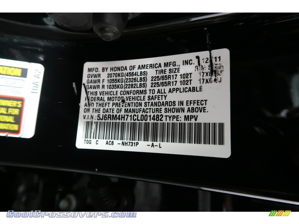 2012 CR-V EX-L 4WD - Crystal Black Pearl / Black photo #40