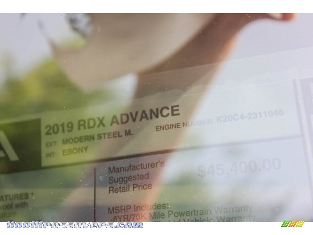 2019 RDX Advance - Modern Steel Metallic / Ebony photo #39