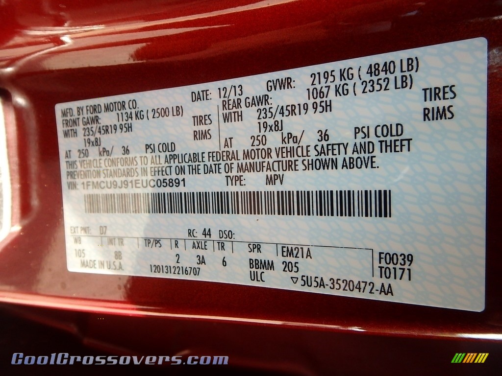 2014 Escape Titanium 2.0L EcoBoost 4WD - Ruby Red / Charcoal Black photo #23