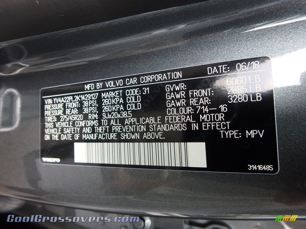 2019 XC90 T6 AWD Inscription - Osmium Grey Metallic / Blonde photo #11