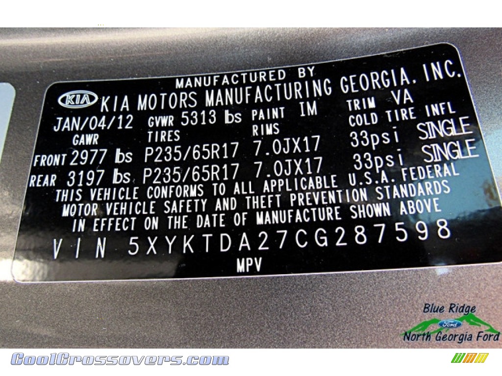 2012 Sorento LX V6 AWD - Titanium Silver / Black photo #22