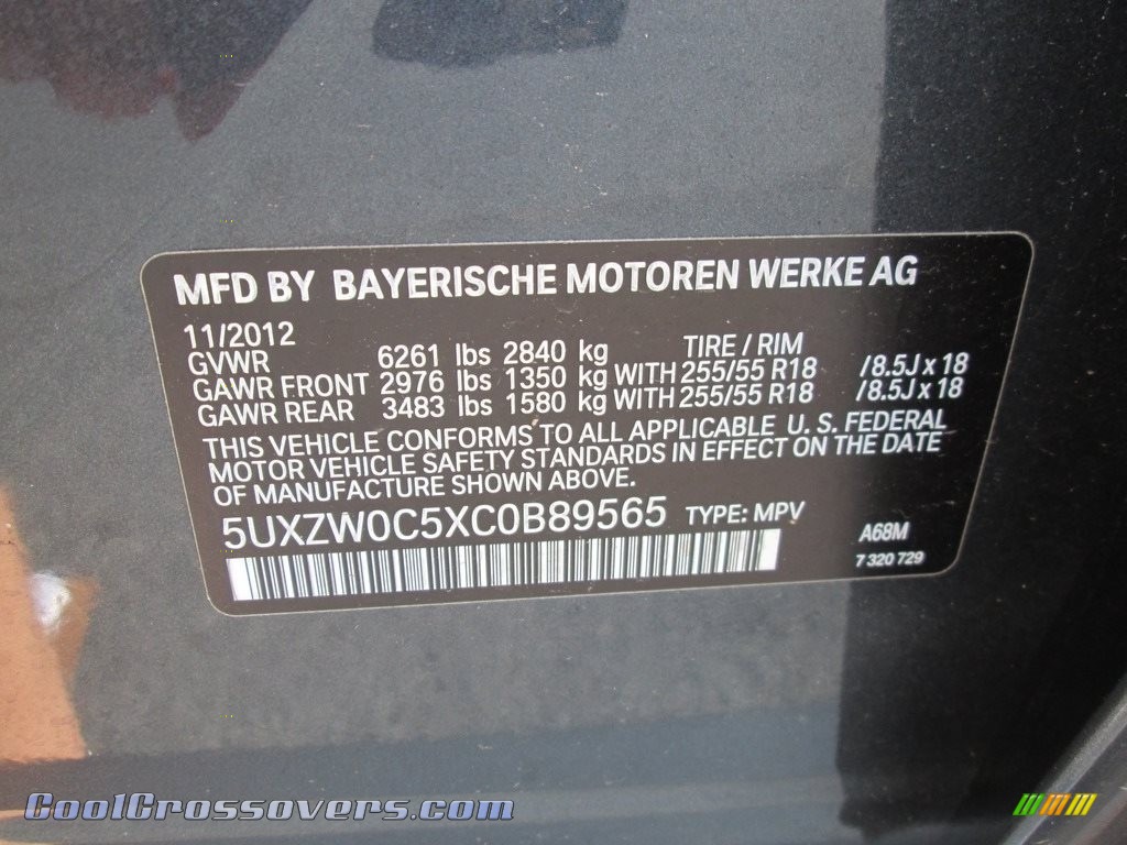 2012 X5 xDrive35d - Space Gray Metallic / Black photo #30