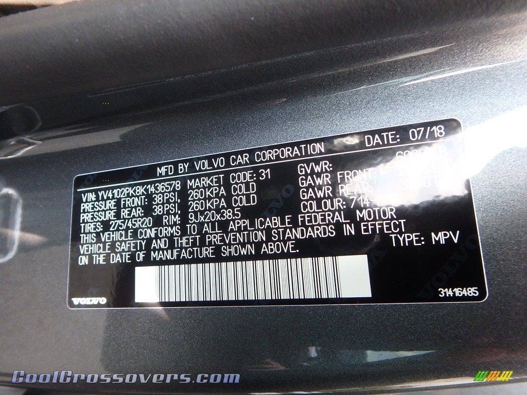 2019 XC90 T5 AWD Momentum - Osmium Grey Metallic / Charcoal photo #11