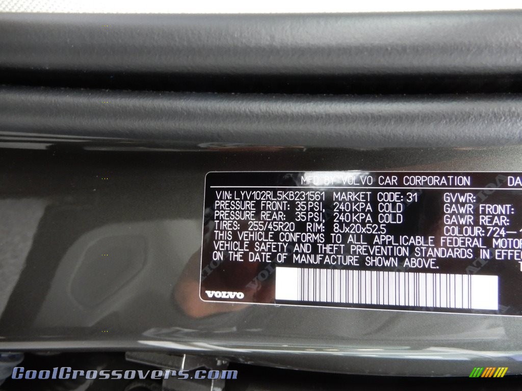 2019 XC60 T5 AWD Inscription - Pine Grey Metallic / Blonde photo #11
