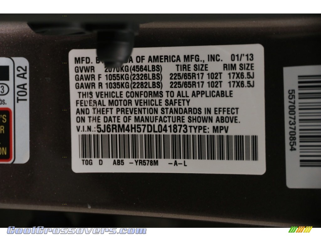 2013 CR-V EX AWD - Urban Titanium Metallic / Black photo #23