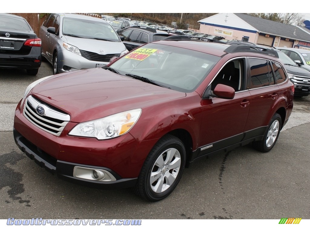 2012 Outback 2.5i Premium - Ruby Red Pearl / Off Black photo #3
