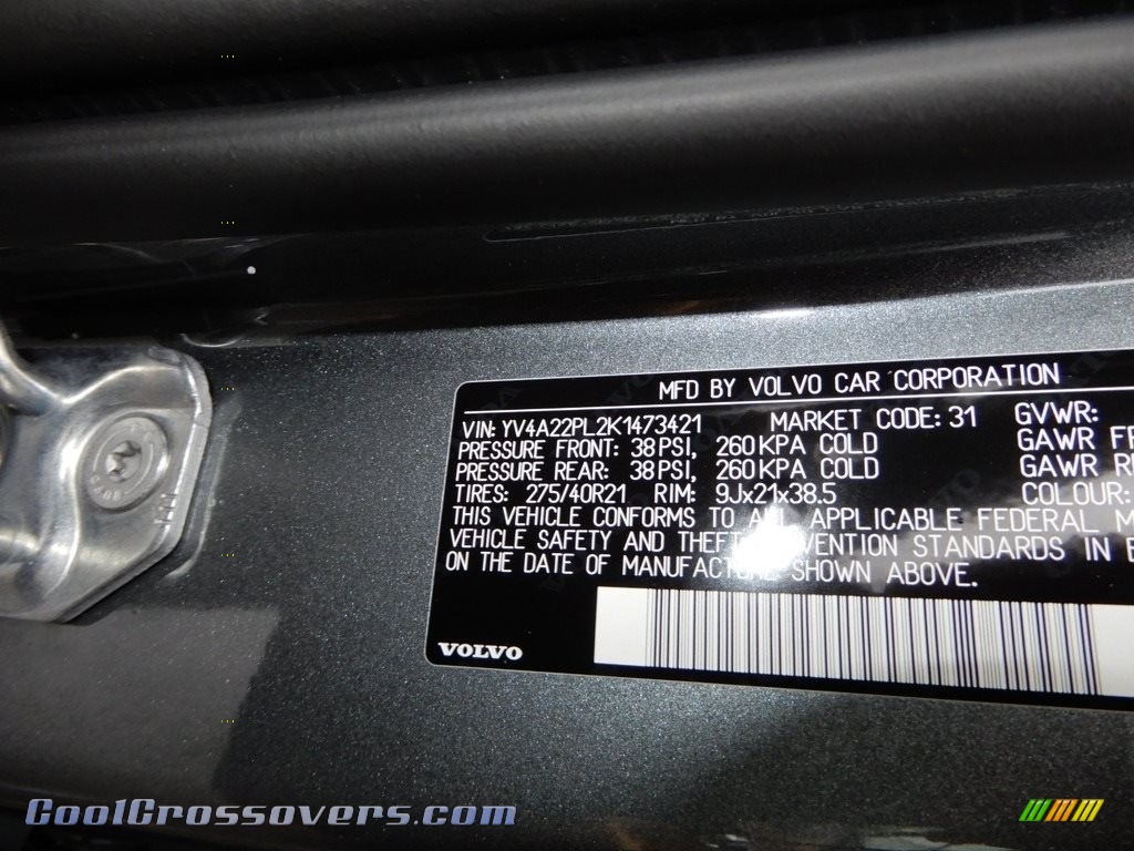 2019 XC90 T6 AWD Inscription - Osmium Grey Metallic / Amber photo #11