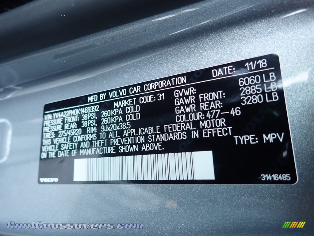 2019 XC90 T6 AWD R-Design - Bright Silver Metallic / Charcoal photo #12