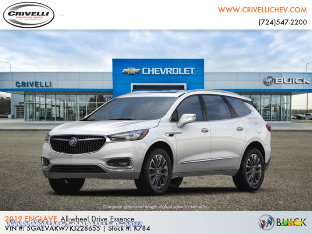 White Frost Tricoat / Brandy Buick Enclave Essence AWD