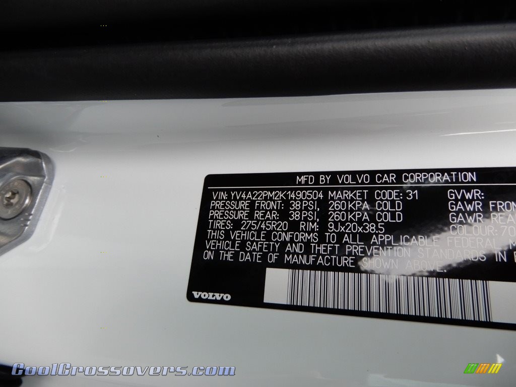 2019 XC90 T6 AWD R-Design - Crystal White Metallic / Charcoal photo #11