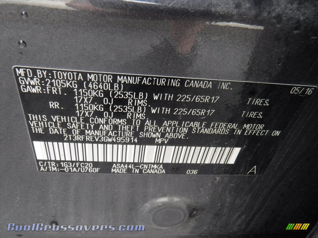 2016 RAV4 XLE AWD - Magnetic Gray Metallic / Black photo #28