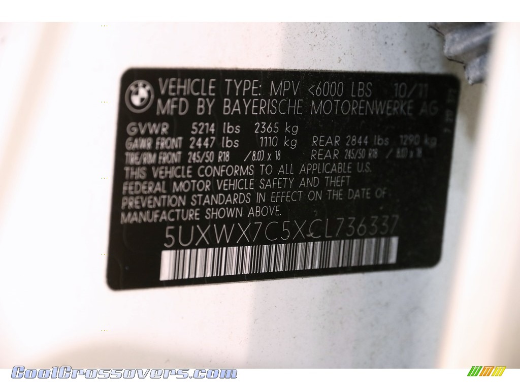 2012 X3 xDrive 35i - Alpine White / Black photo #22