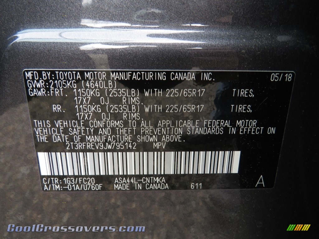 2018 RAV4 XLE AWD - Magnetic Gray Metallic / Black photo #47