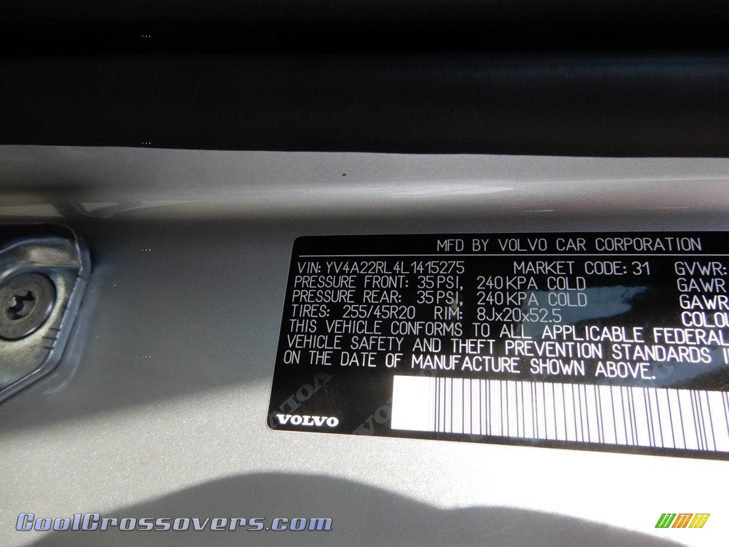 2020 XC60 T6 AWD - Bright Silver Metallic / Blonde photo #11