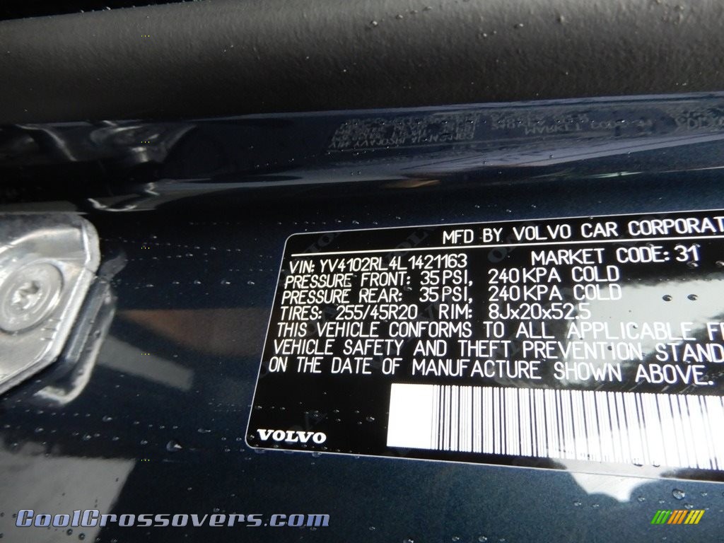 2020 XC60 T5 AWD Inscription - Denim Blue Metallic / Amber photo #11