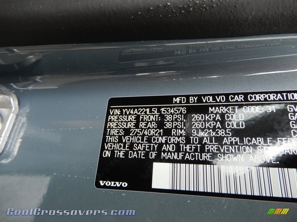 2020 XC90 T6 AWD Inscription - Thunder Gray Metallic / Charcoal photo #11