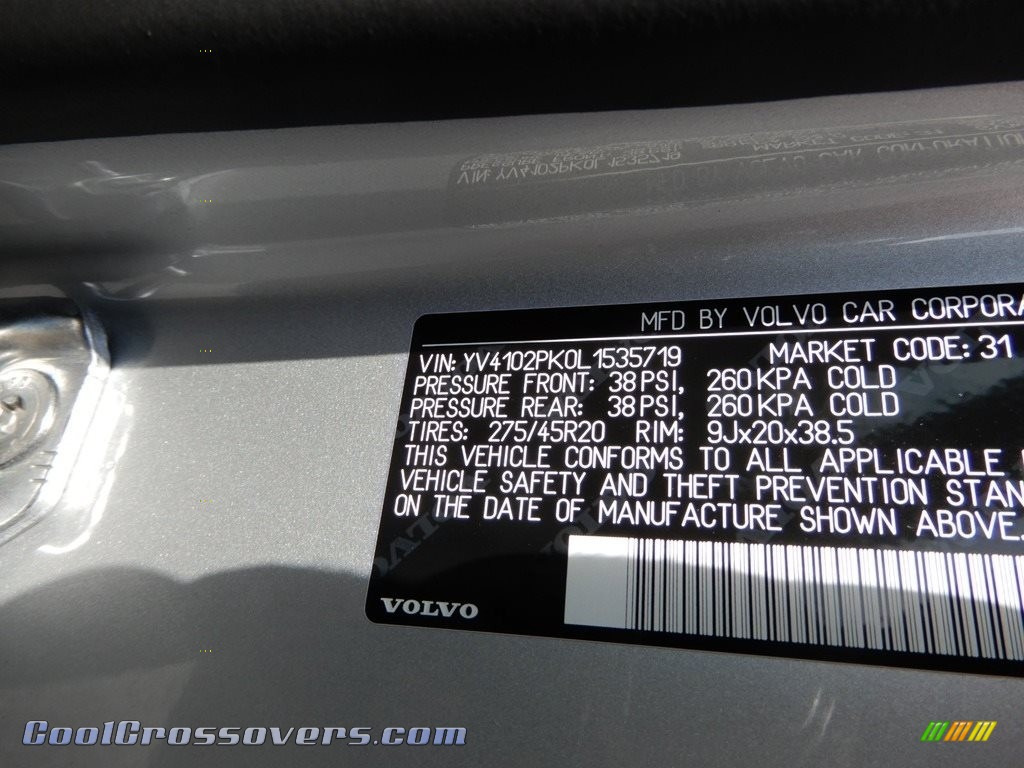 2020 XC90 T5 AWD Momentum - Bright Silver Metallic / Charcoal photo #11