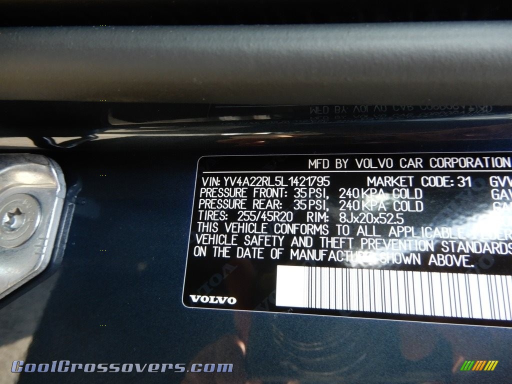 2020 XC60 T6 AWD Inscription - Denim Blue Metallic / Amber photo #11