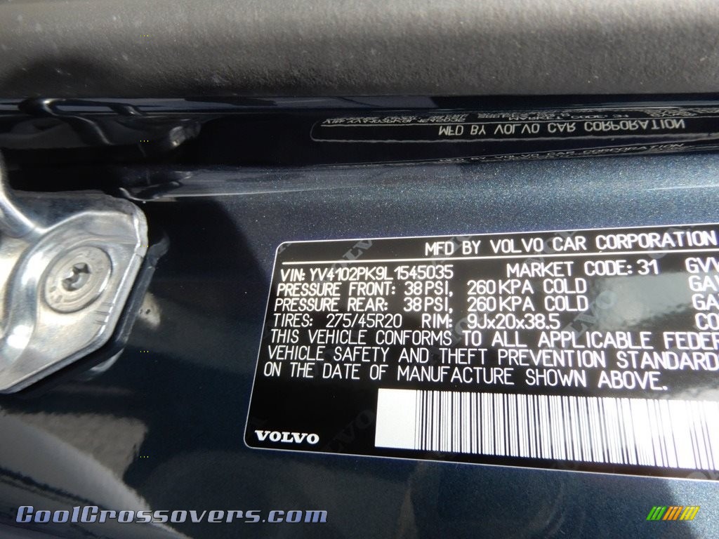 2020 XC90 T5 AWD Momentum - Denim Blue Metallic / Blond photo #11