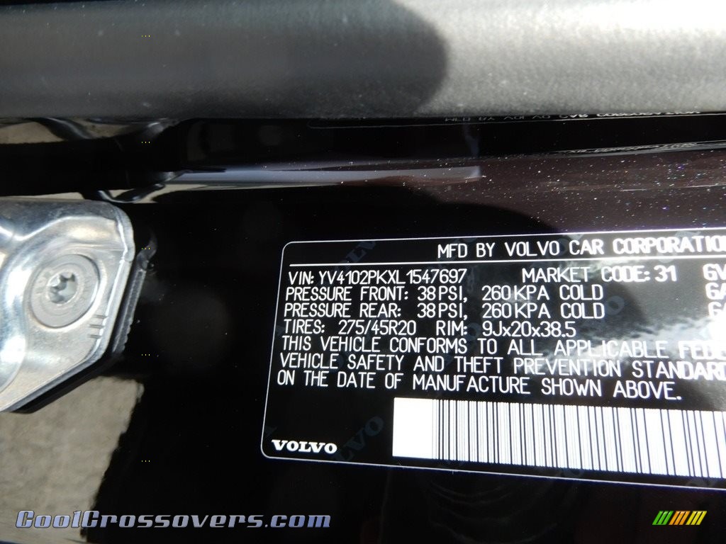 2020 XC90 T5 AWD Momentum - Onyx Black Metallic / Charcoal photo #11