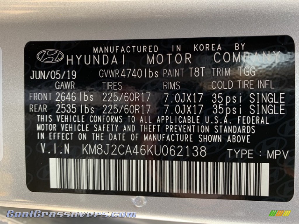 2019 Tucson SE AWD - Molten Silver / Gray photo #10