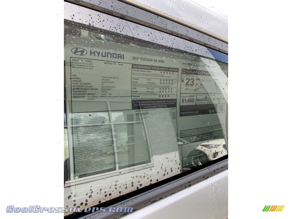 2019 Tucson SE AWD - Molten Silver / Gray photo #16