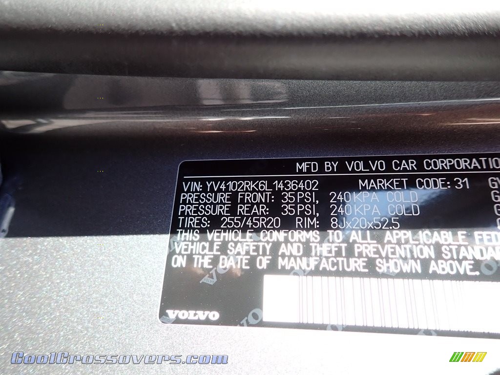 2020 XC60 T5 AWD Momentum - Osmium Grey Metallic / Charcoal photo #11