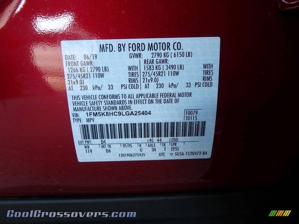 2020 Explorer Platinum 4WD - Rapid Red Metallic / Ebony photo #10
