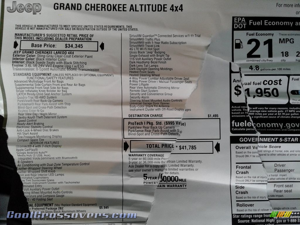 2020 Grand Cherokee Altitude 4x4 - Sting-Gray / Black photo #37