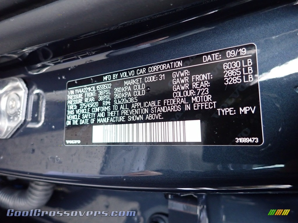 2020 XC90 T6 AWD Momentum - Denim Blue Metallic / Blond photo #14