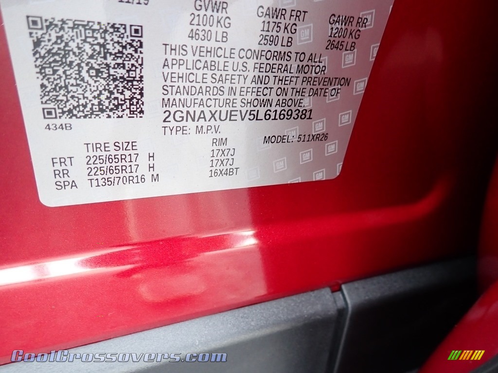 2020 Equinox LT AWD - Cajun Red Tintcoat / Jet Black photo #16