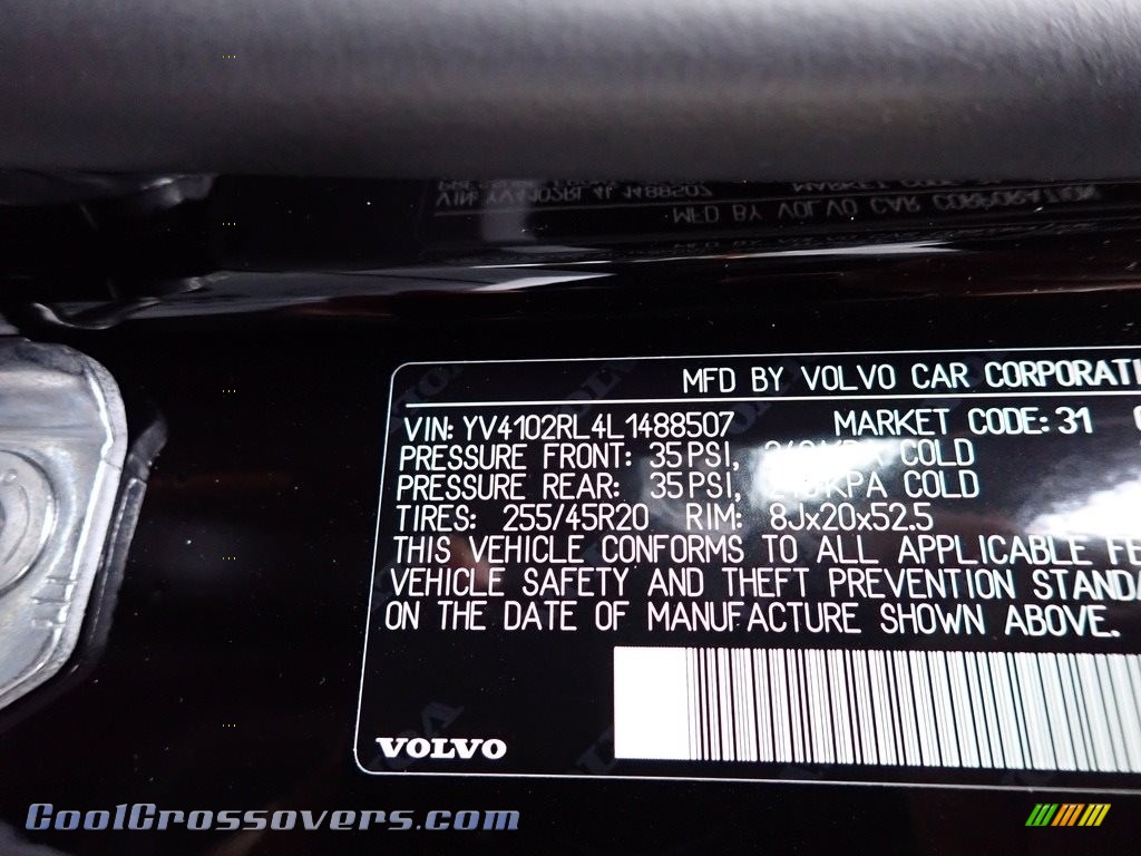 2020 XC60 T5 AWD Inscription - Onyx Black Metallic / Charcoal photo #11