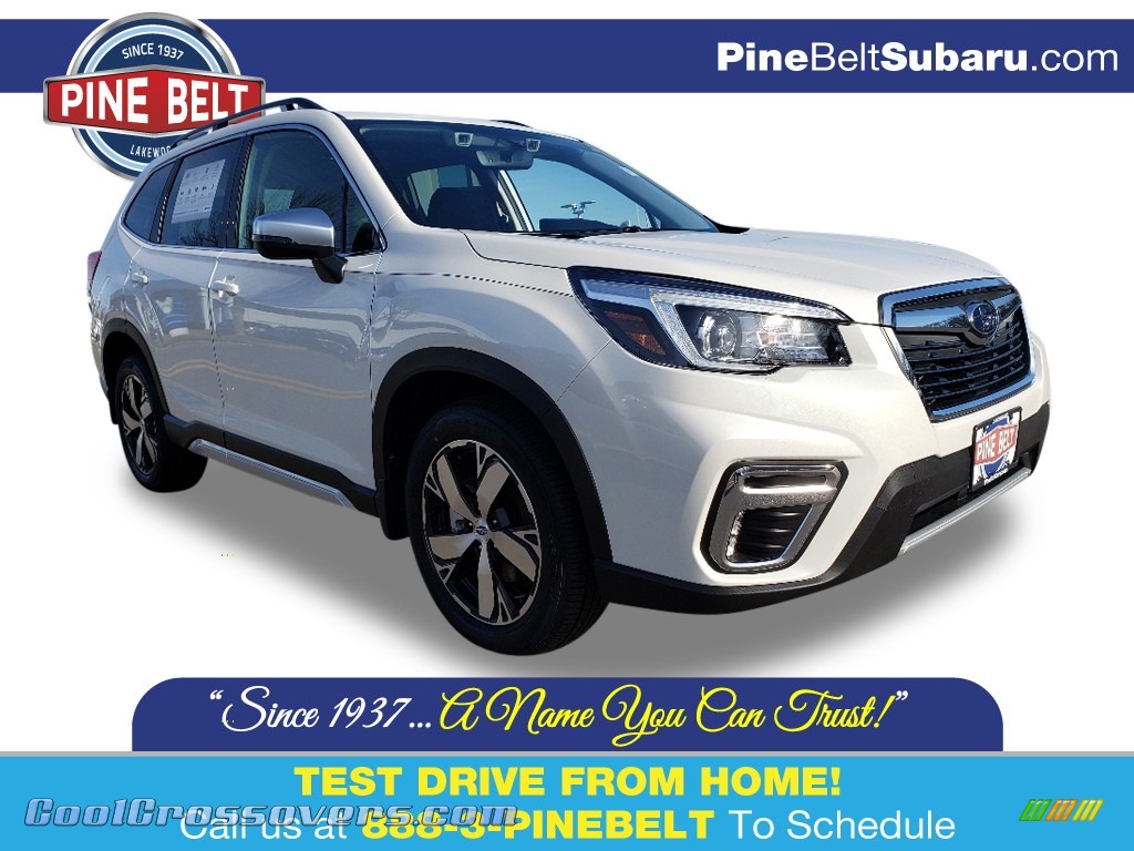 Crystal White Pearl / Black Subaru Forester 2.5i Touring