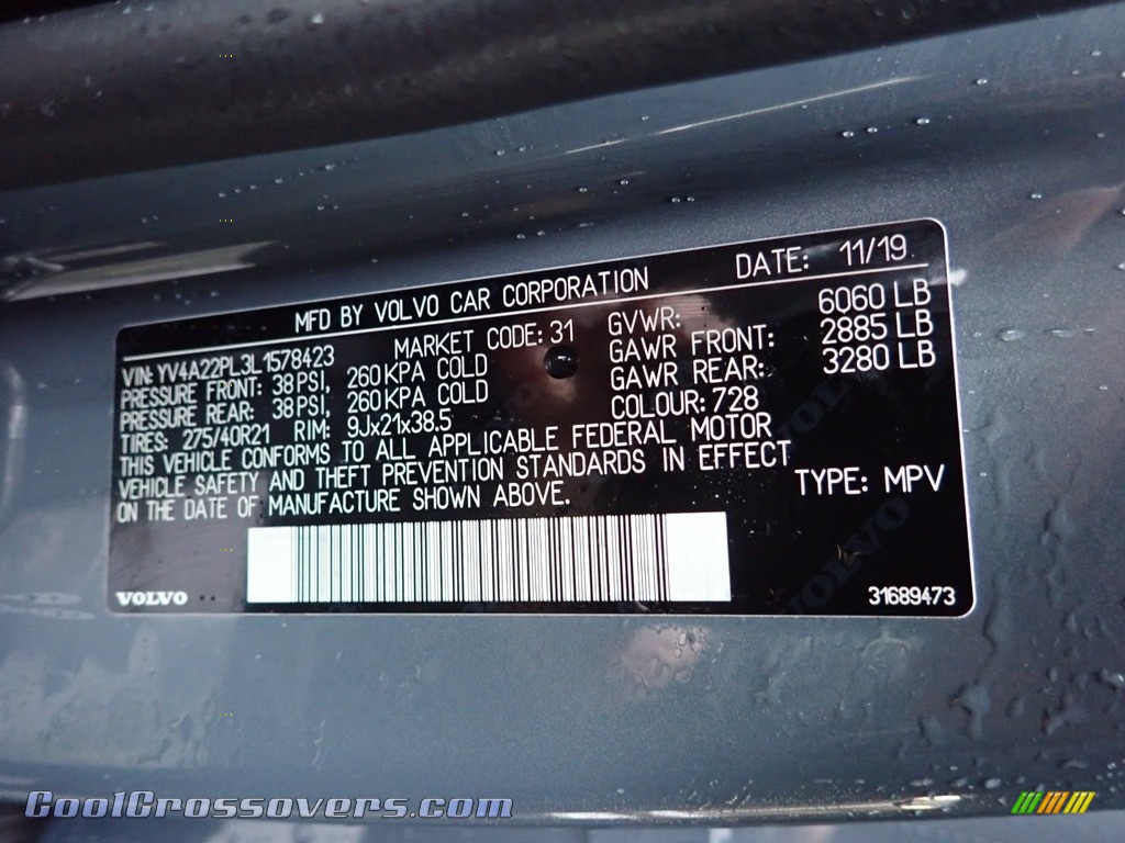 2020 XC90 T6 AWD Inscription - Thunder Gray Metallic / Slate photo #15