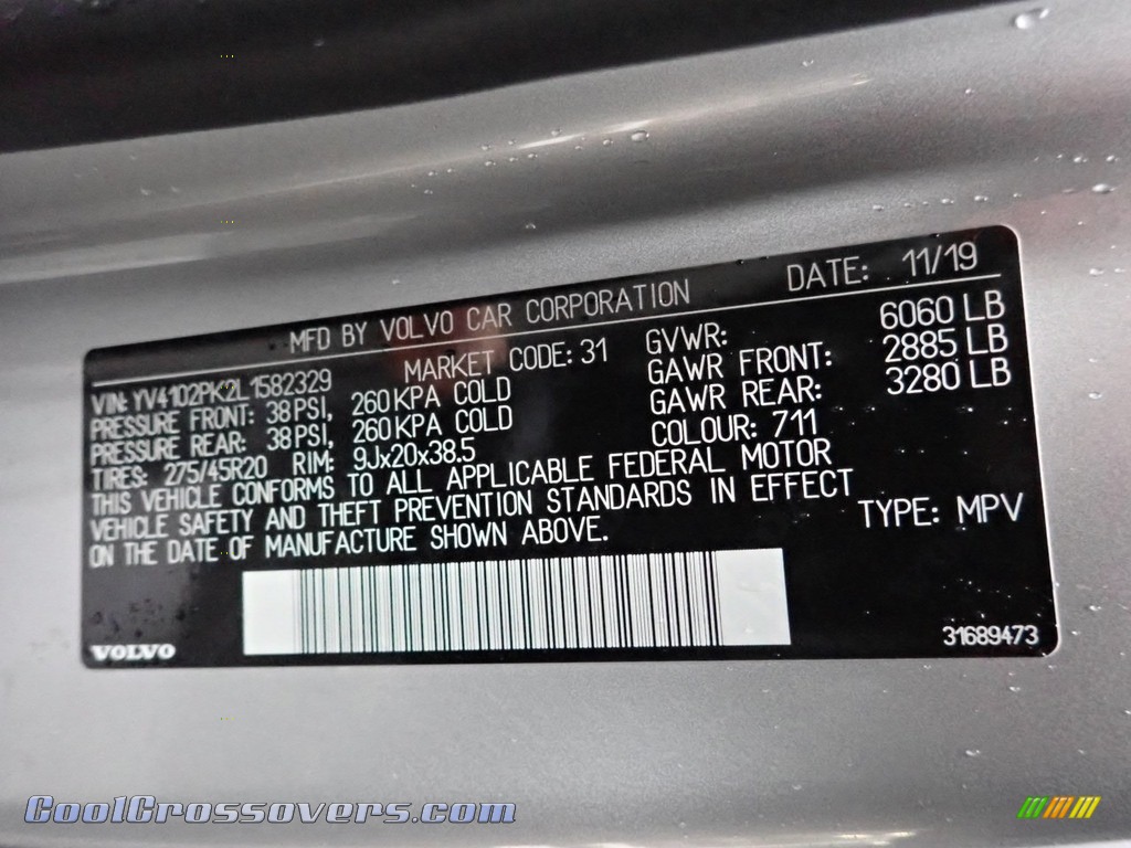 2020 XC90 T5 AWD Momentum - Bright Silver Metallic / Blond photo #15