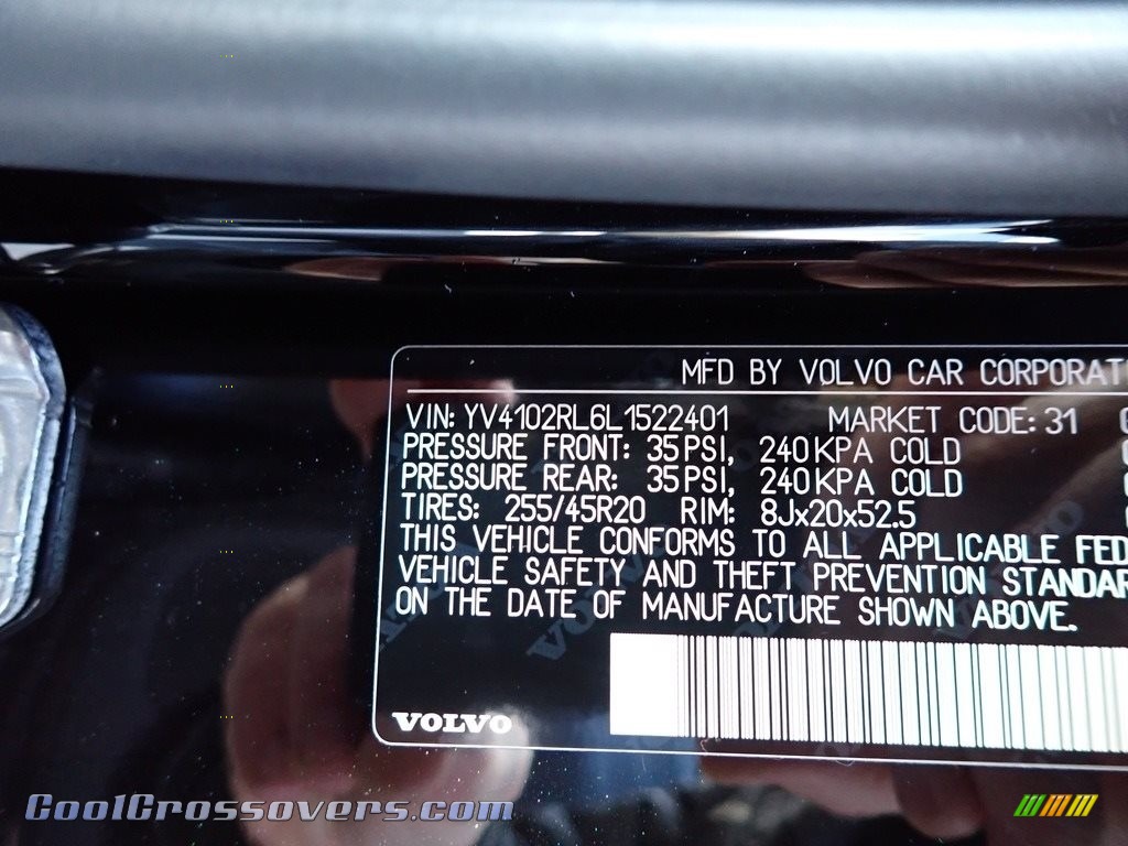 2020 XC60 T5 AWD Inscription - Onyx Black Metallic / Amber photo #11