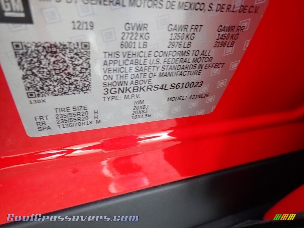 2020 Blazer RS AWD - Red Hot / Jet Black photo #16
