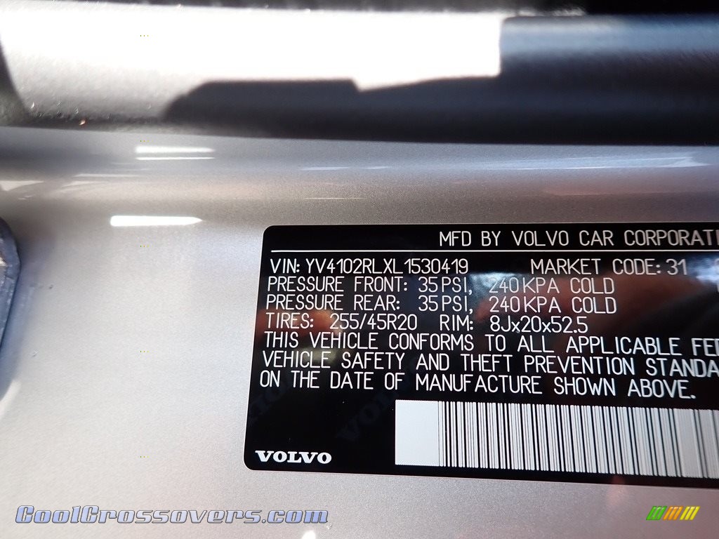 2020 XC60 T5 AWD Inscription - Bright Silver Metallic / Blonde photo #11