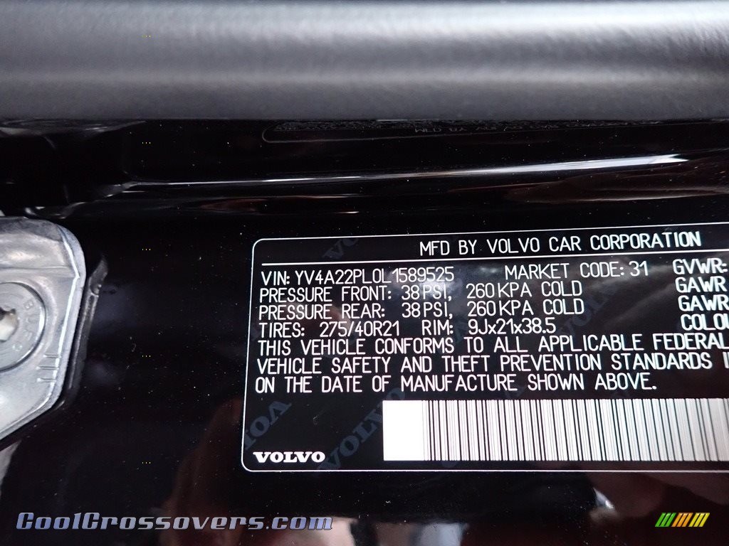2020 XC90 T6 AWD Inscription - Onyx Black Metallic / Charcoal photo #11