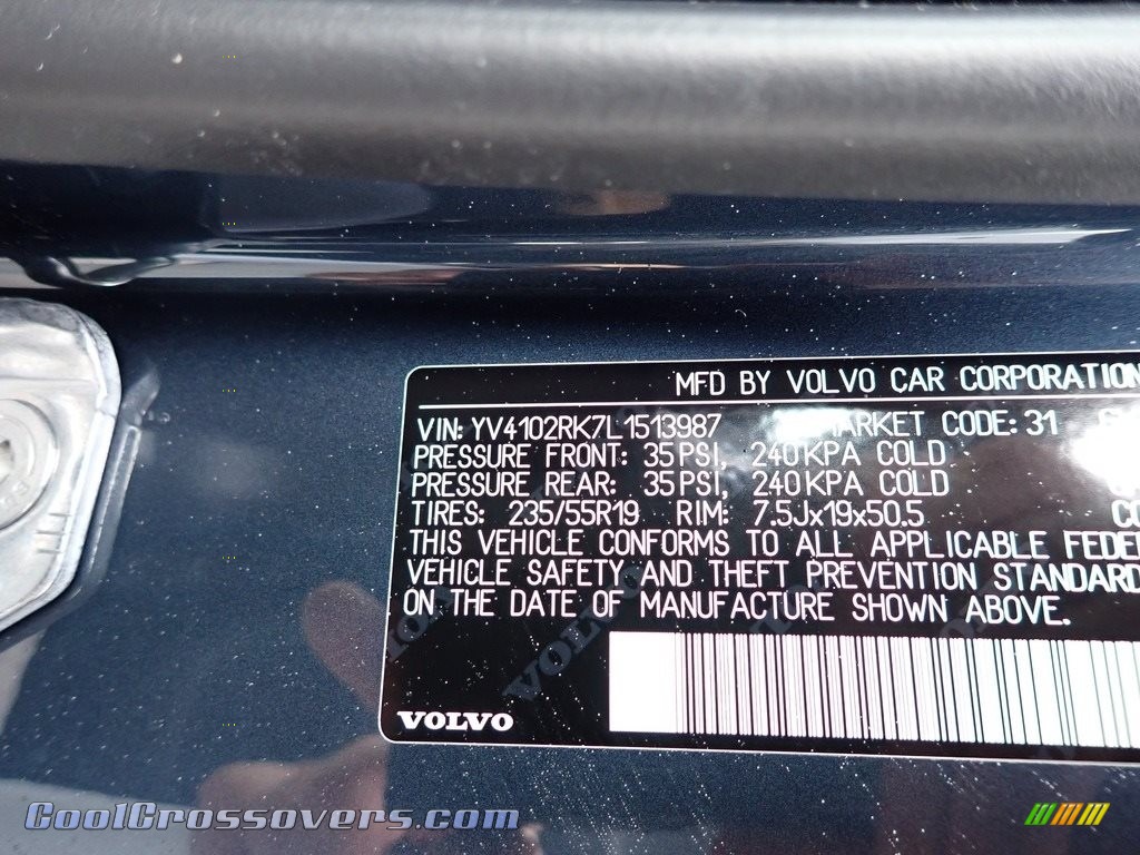 2020 XC60 T5 AWD Momentum - Denim Blue Metallic / Amber photo #11