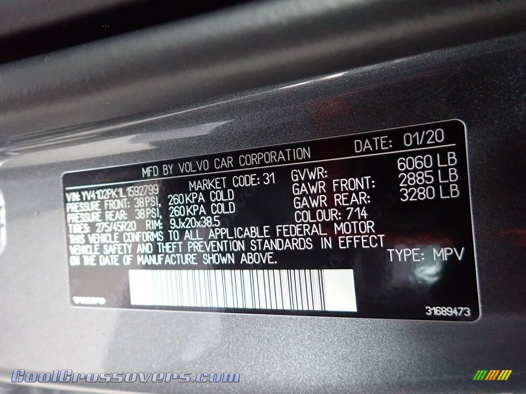 2020 XC90 T5 AWD Momentum - Osmium Gray Metallic / Charcoal photo #13