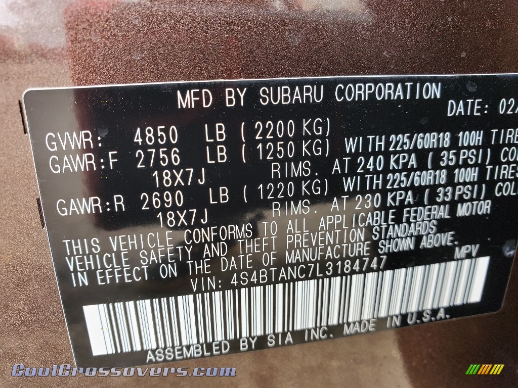 2020 Outback 2.5i Limited - Cinnamon Brown Pearl / Slate Black photo #9