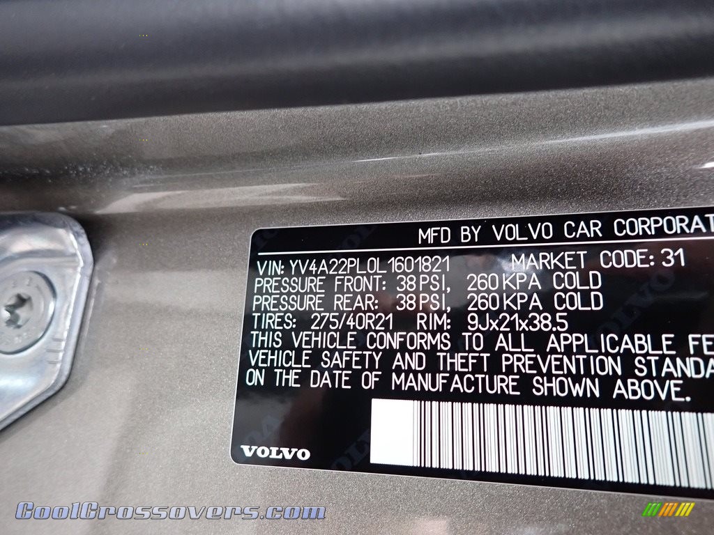 2020 XC90 T6 AWD Inscription - Pebble Gray Metallic / Blond photo #11