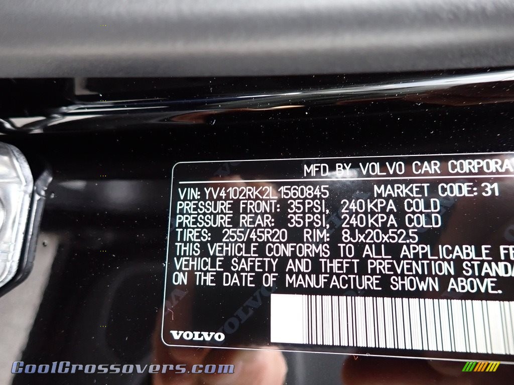 2020 XC60 T5 AWD Momentum - Onyx Black Metallic / Blonde photo #11